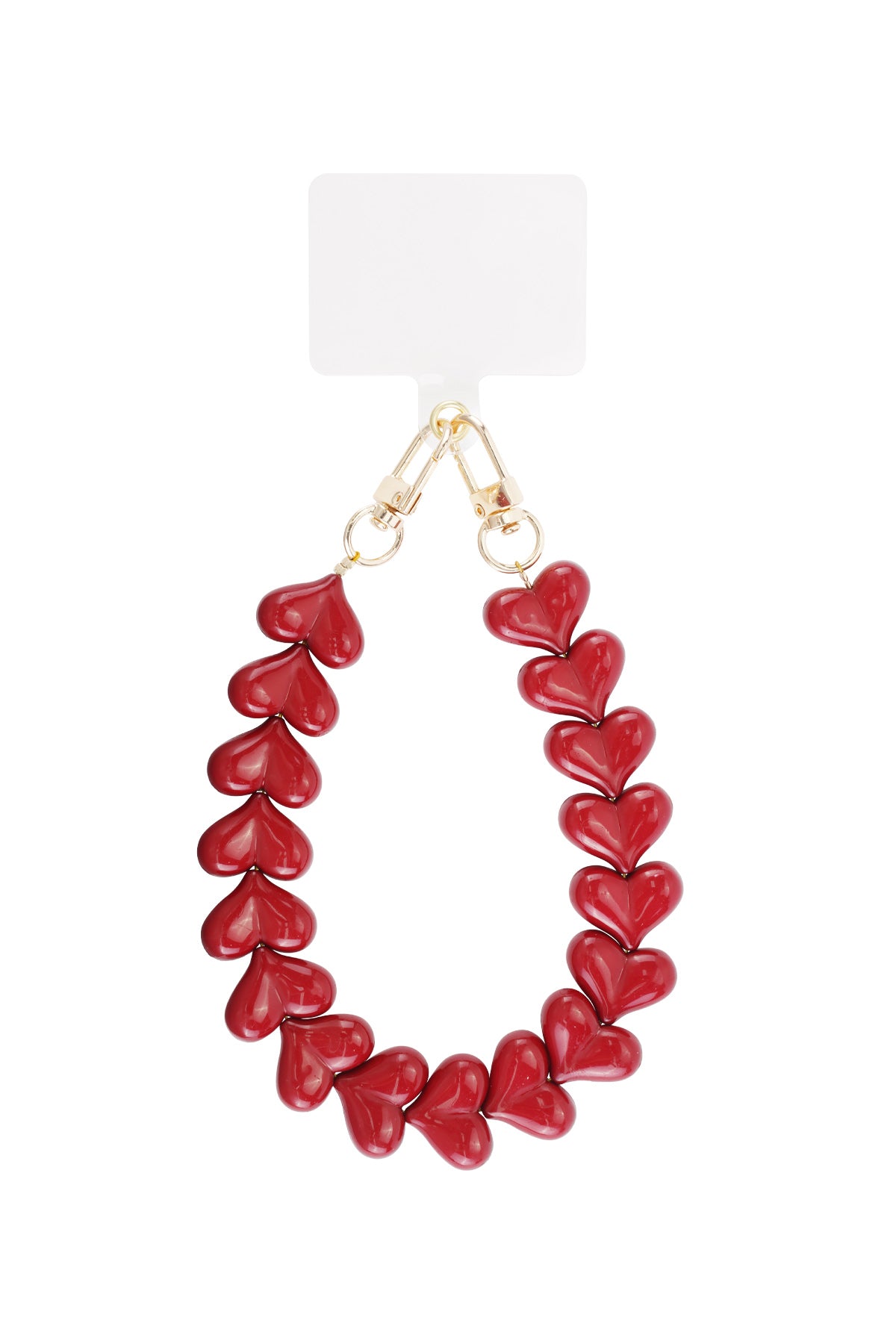 Telefoonketting met hartjes - donker rood