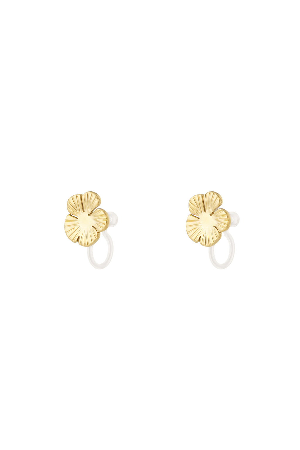Bloem Clip Oorbellen - Goud